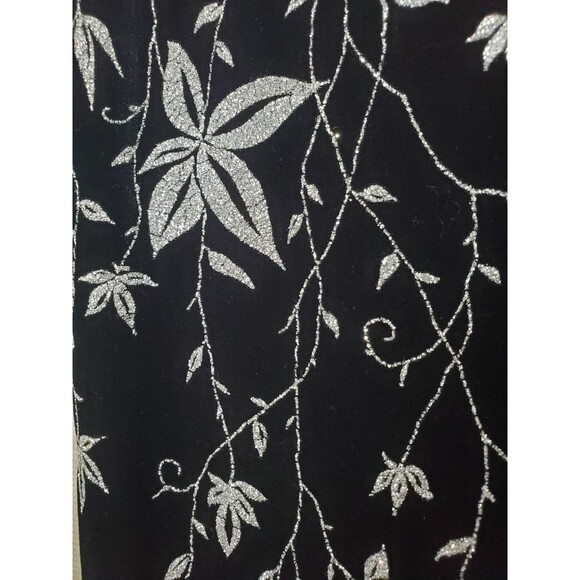 Vamp Vintage Y2K Velvet Floral Shimmer Spaghetti Strap Back Slit Maxi Dress Sz L - Picture 3 of 7